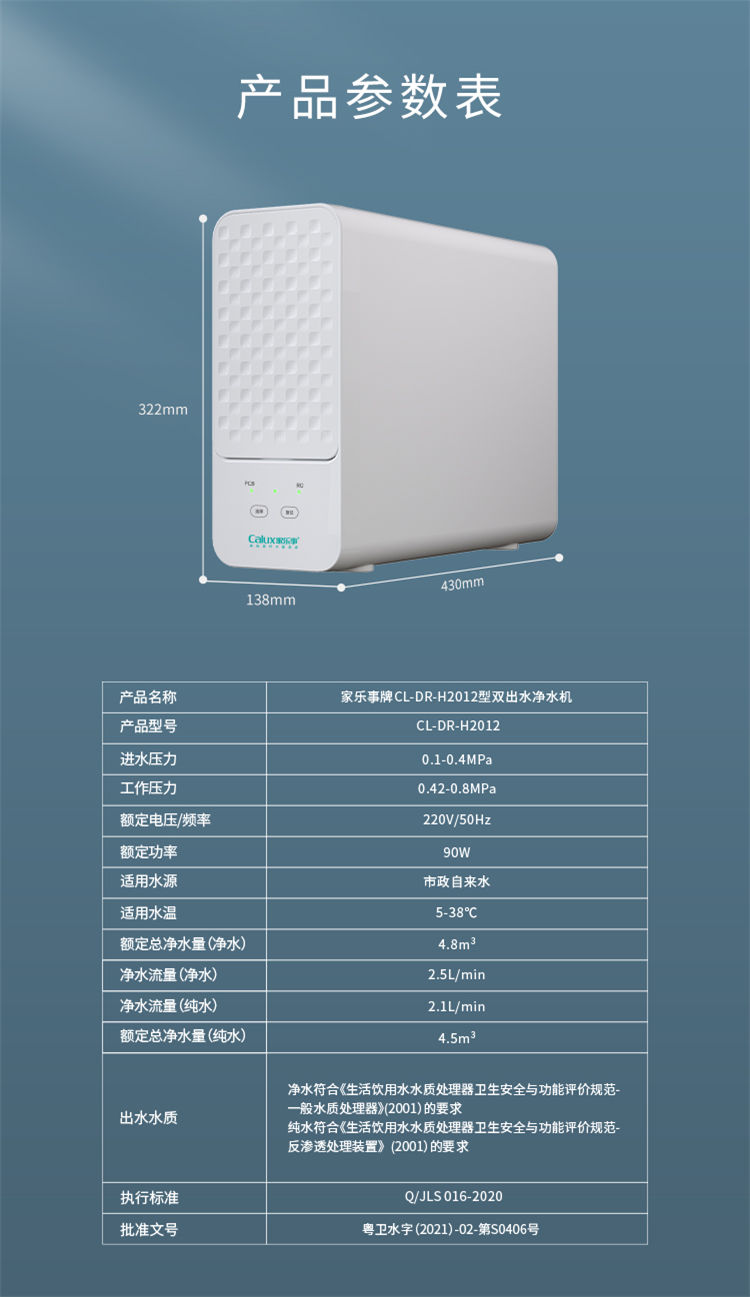 家樂事富鍶雙水機H2012產品介紹